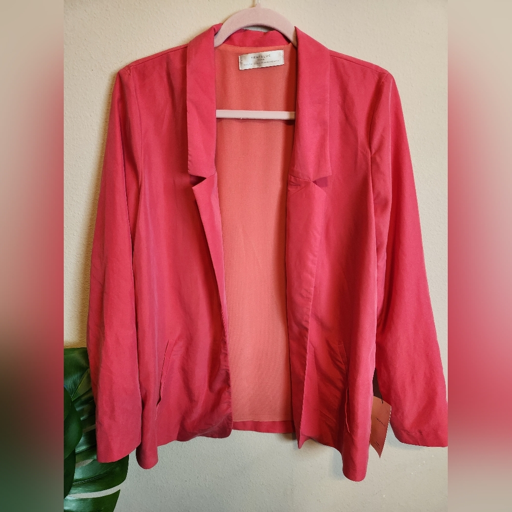 NWT Zara Trafaluc Coral Blazer Size Large
